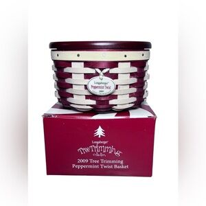 Longaberger 2009 Peppermint Twist Tree Trimming Basket‎ Combo 11th yr Collection